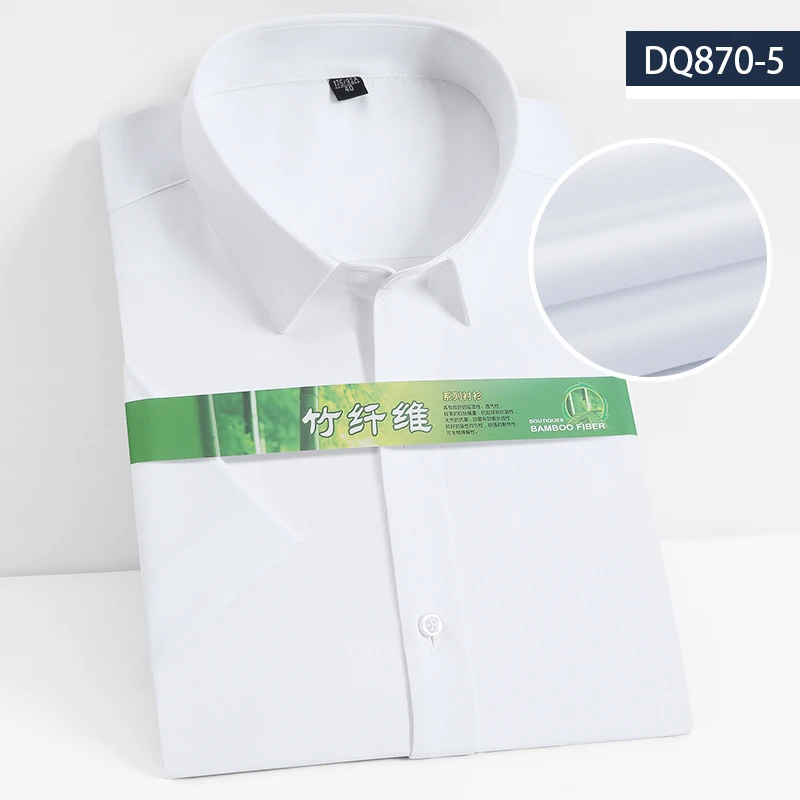 New in shirt hight qulity plus size 8XL short sleeve shirts for men slim fit firmal plain shirt solid color office white clothes