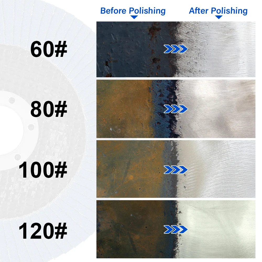 10 Uds. Discos de lijado para amoladora angular de 5 "y 125mm, discos de aleta de muela de grano 40/60/80/120, herramienta abrasiva de eliminación de madera y Metal y plástico