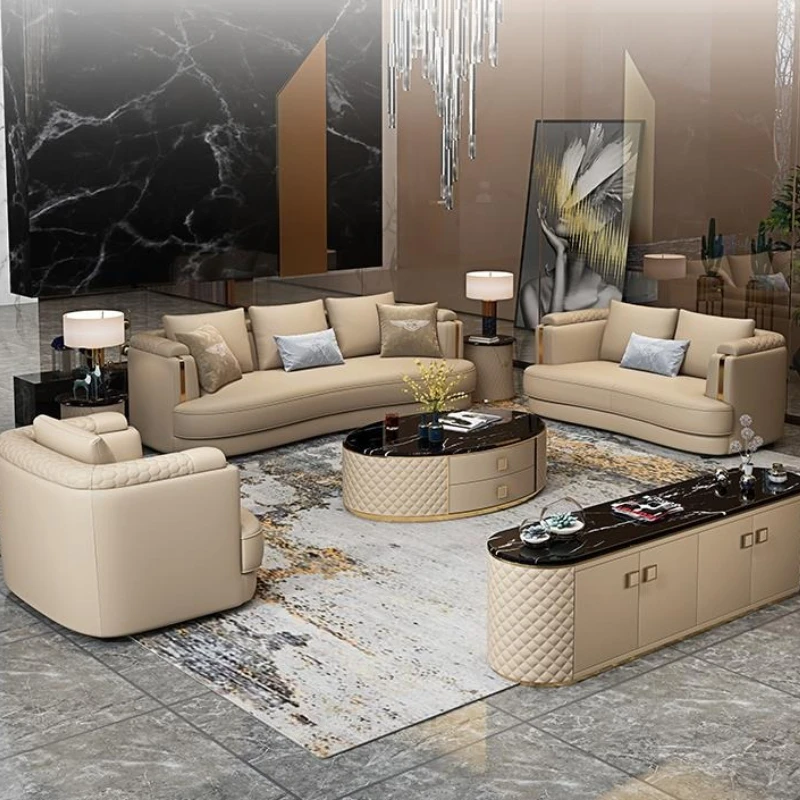 

Modern Living Room Furniture Living Room Leather Shaped Sofa Chair Set