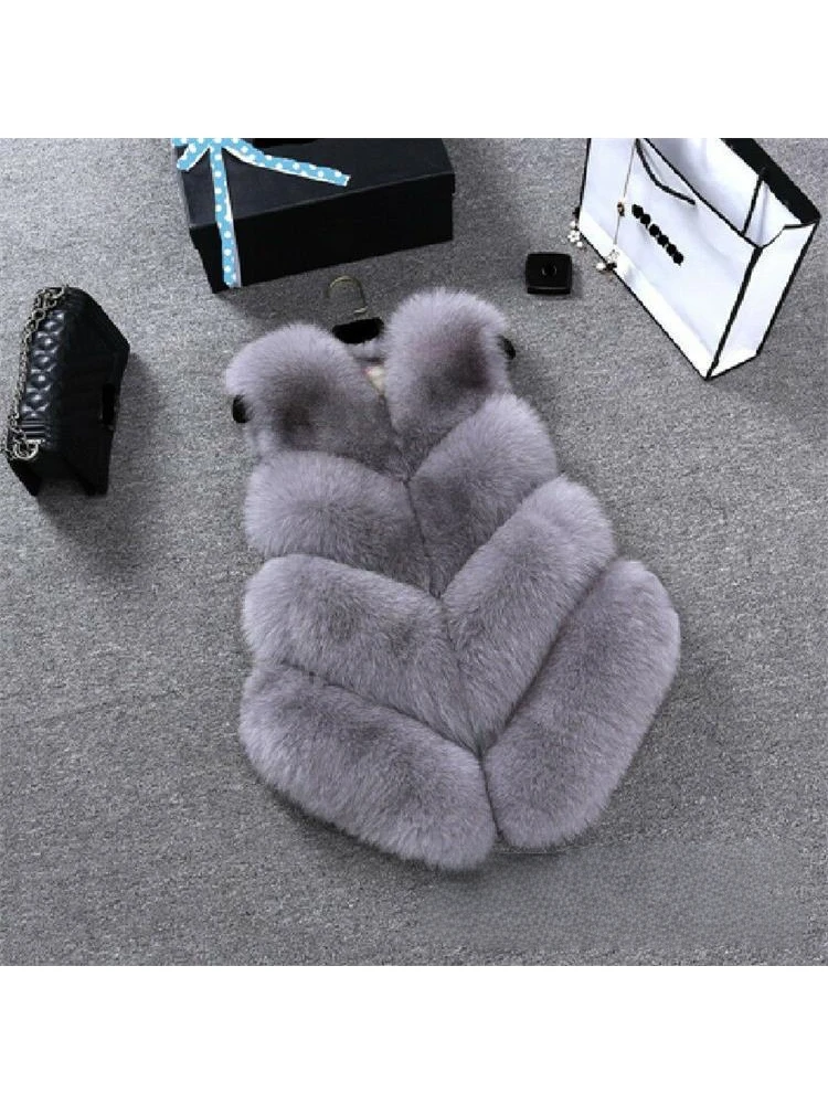 

French Urban Sweet Faux Fur Sleeveless Vest Pink Camel Fluffy Soft Cute Patchwork Dating Elegant Winter Temperament Warm Coat