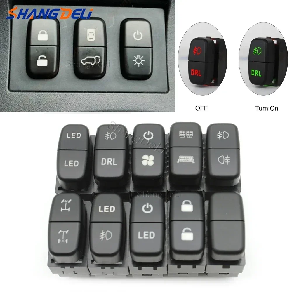 1 Pc Car Dual Key Switch LED Fog Light Spotlight DRL Power Headlight Control Button For Mitsubishi ASX Lancer Pajero V73 V93 V97