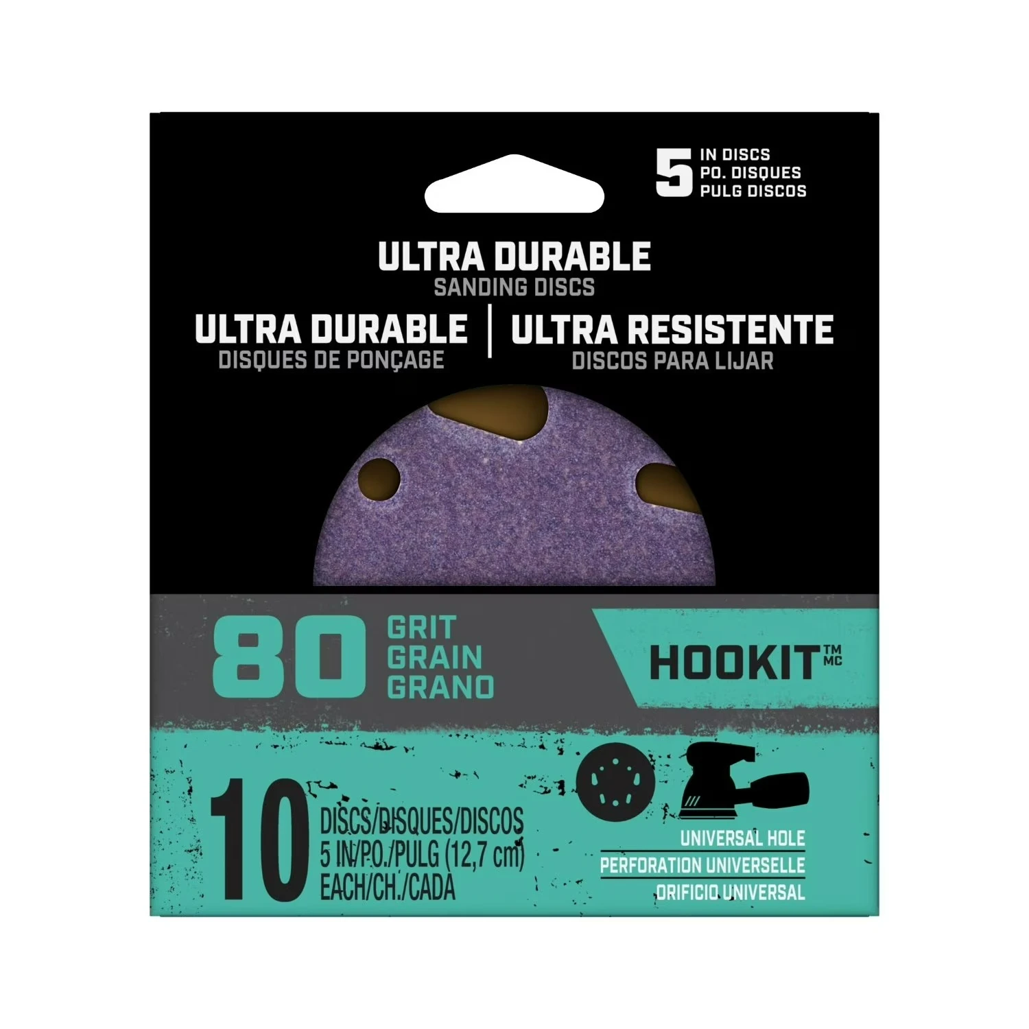 

Sanding Discs, 80 Grit, 5 inch, Universal Hole, Ultra Durable, Orbital Sanders, 10 pack