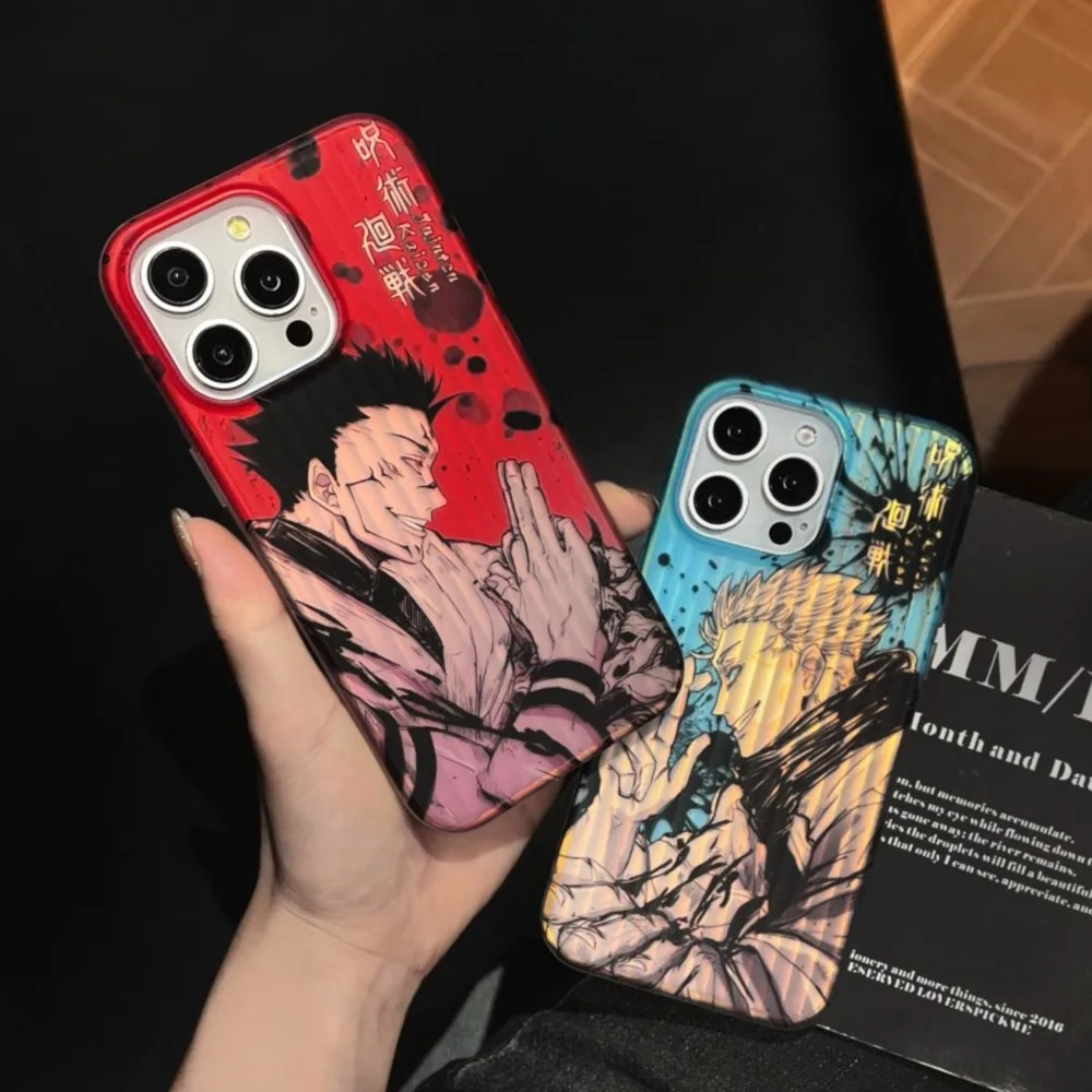 Japanese Anime Gojo Satoru Ryomen Sukuna Laser Phone Case protection for iPhone 16 15 13 14 Pro Max luxury hard Coque