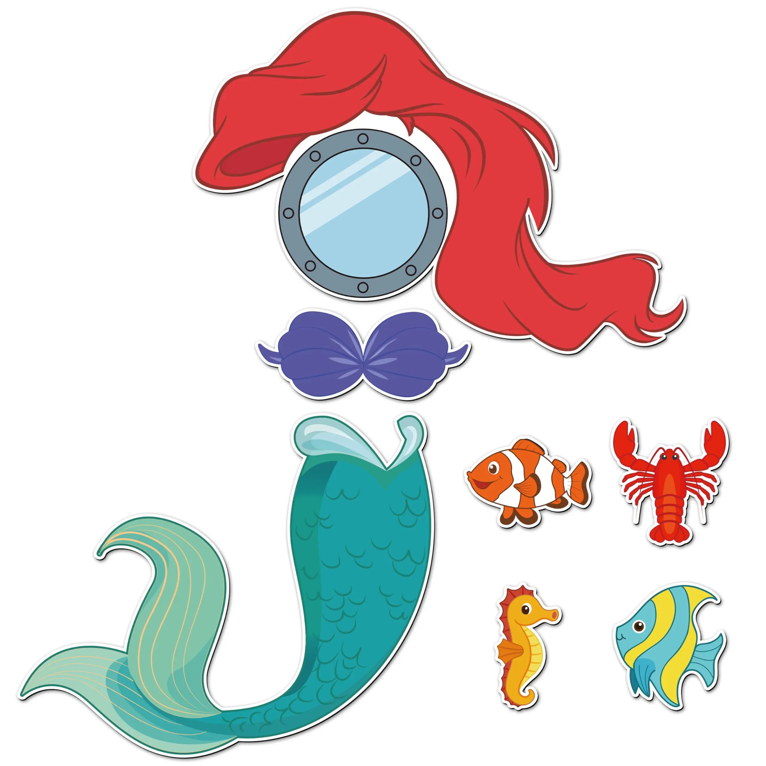 

7Pcs Mermaid Cruise Door Magnets Summer Sea Animals Refrigerator Magnet for Holiday Carnival Cabin Home Fridge Decor