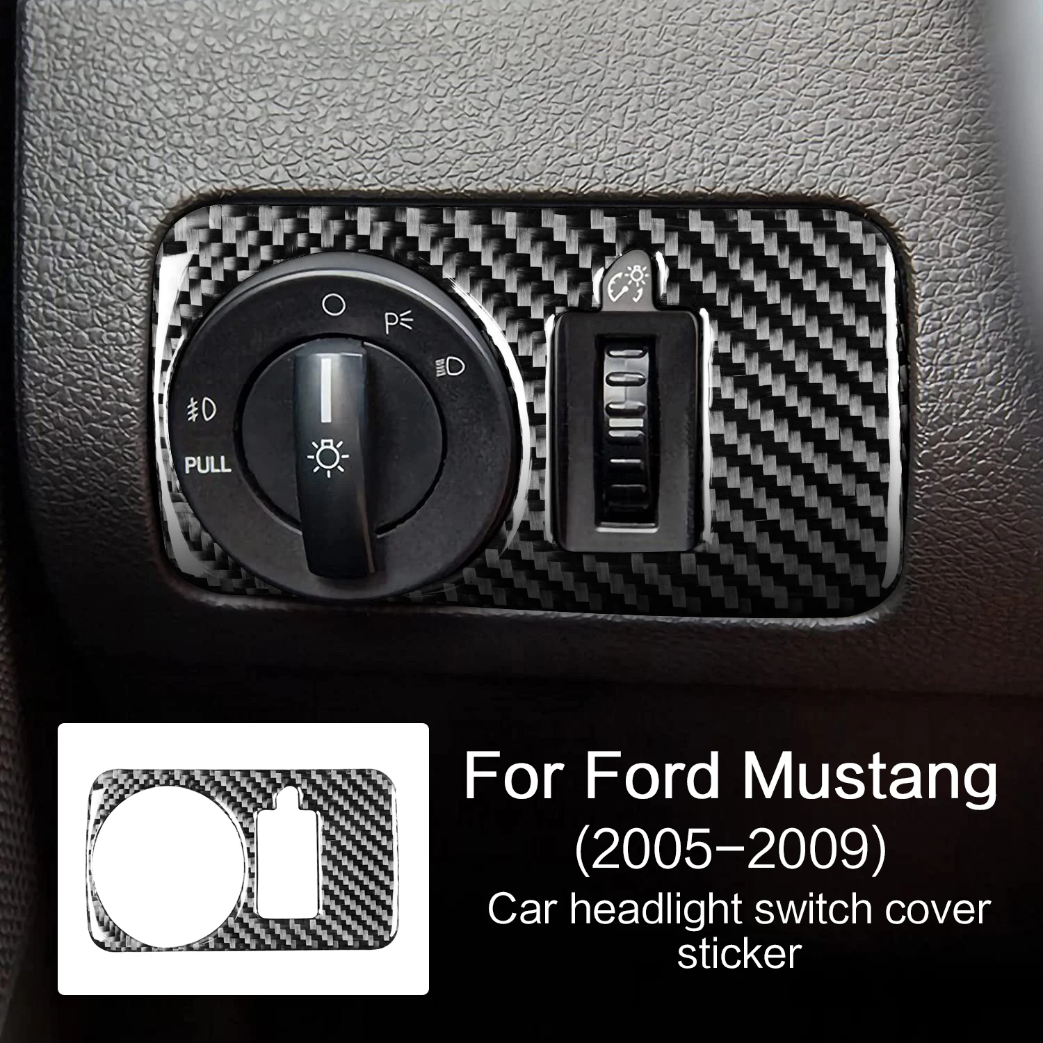 Kohle faser Auto Scheinwerfer Schalter Abdeckung Aufkleber Verkleidung für Ford Mustang 2005 2006