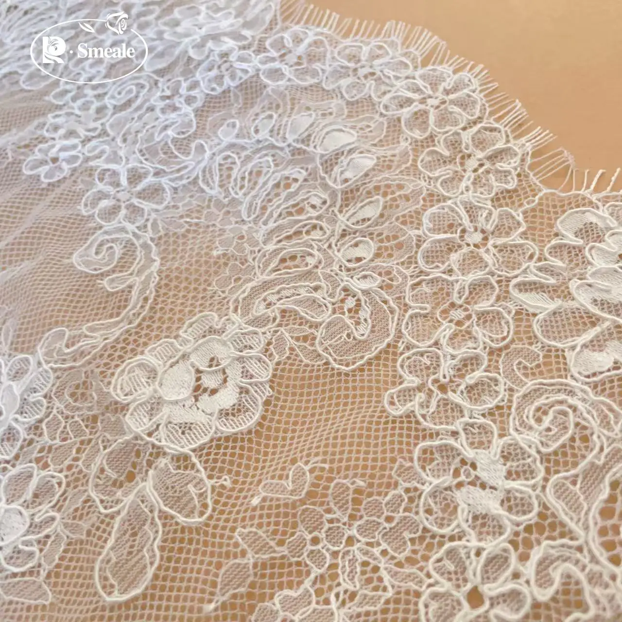 3D-Bordüren-Wimpernspitzenstoff, handgefertigt, DIY, Hochzeitskleid-Accessoires, RS5076, 47 cm Breite – Detail 7