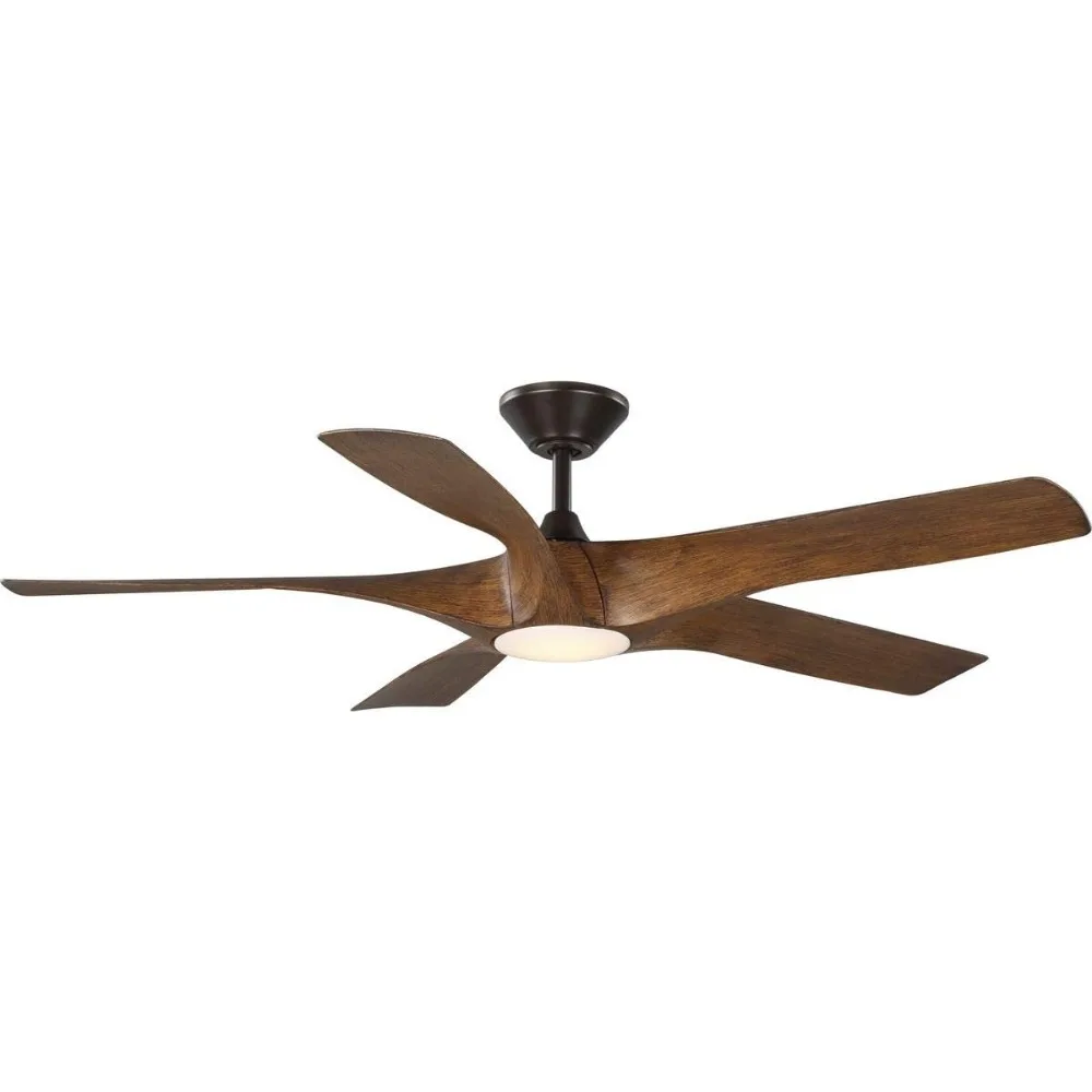 Vernal Collection 60-Inch 5-Blade Woodgrain LED WiFi Transitional Indoor/Outdoor Smart Ceiling Fan, Large