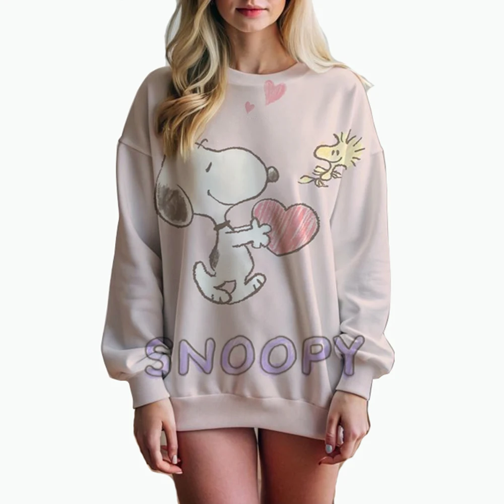 Woman\'s Hoodie New Autumn/Winter Fashion Y2K Snoopy cartoon print Sweatshirts Round Neck Coat Loose Long Sleeve Hatless Hoodie