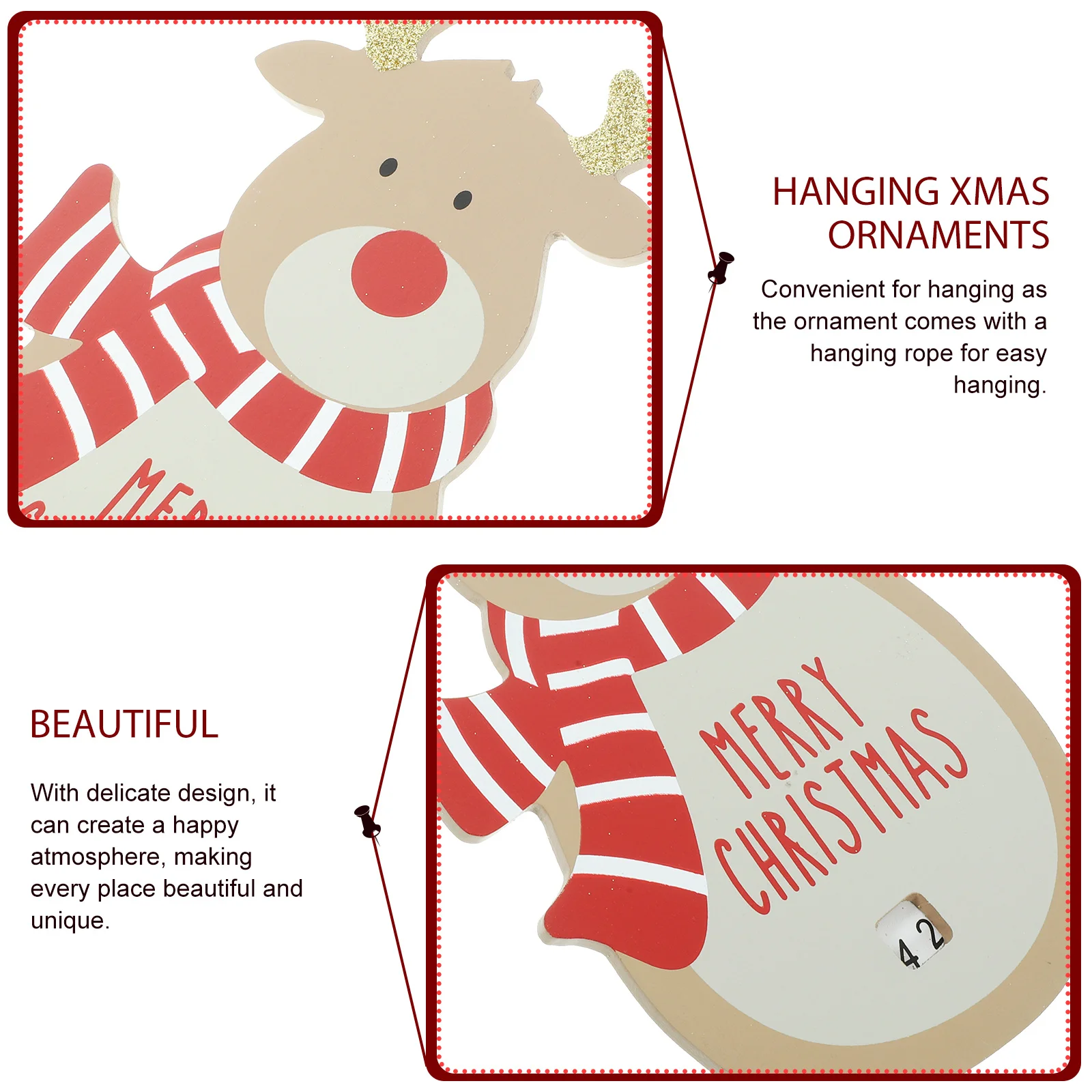 

Wood Christmas Tree Deer Hanging Ornament Xmas Pendant Decorative Hanging Xmas Party Decoration Christmas Decor