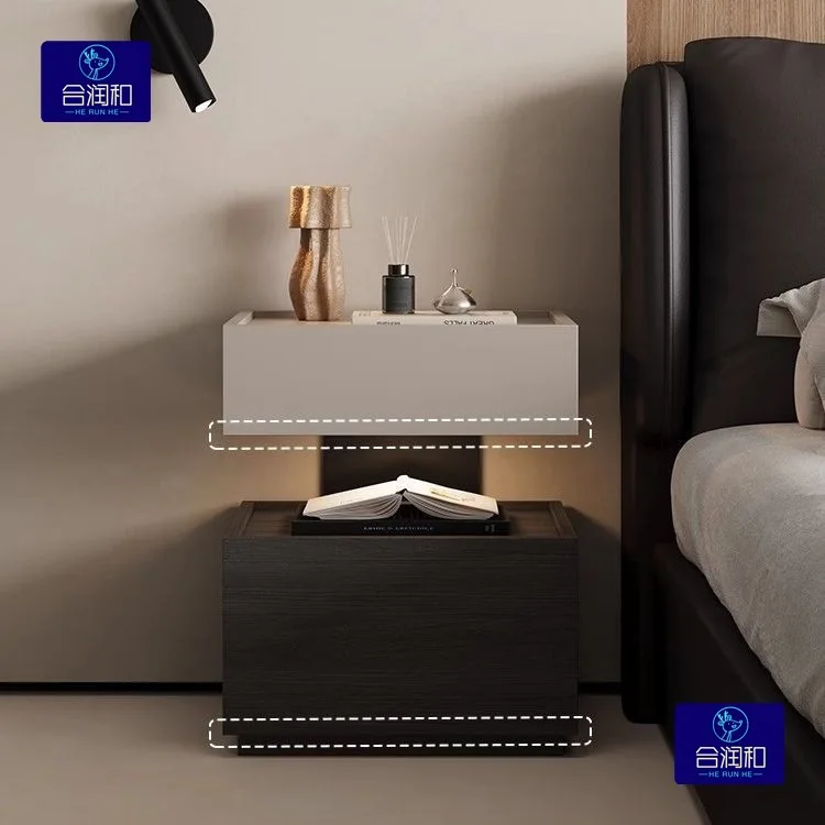 Pure solid wood bedside safe integrated small multi-functional bedroom bedside new suspension cabinet