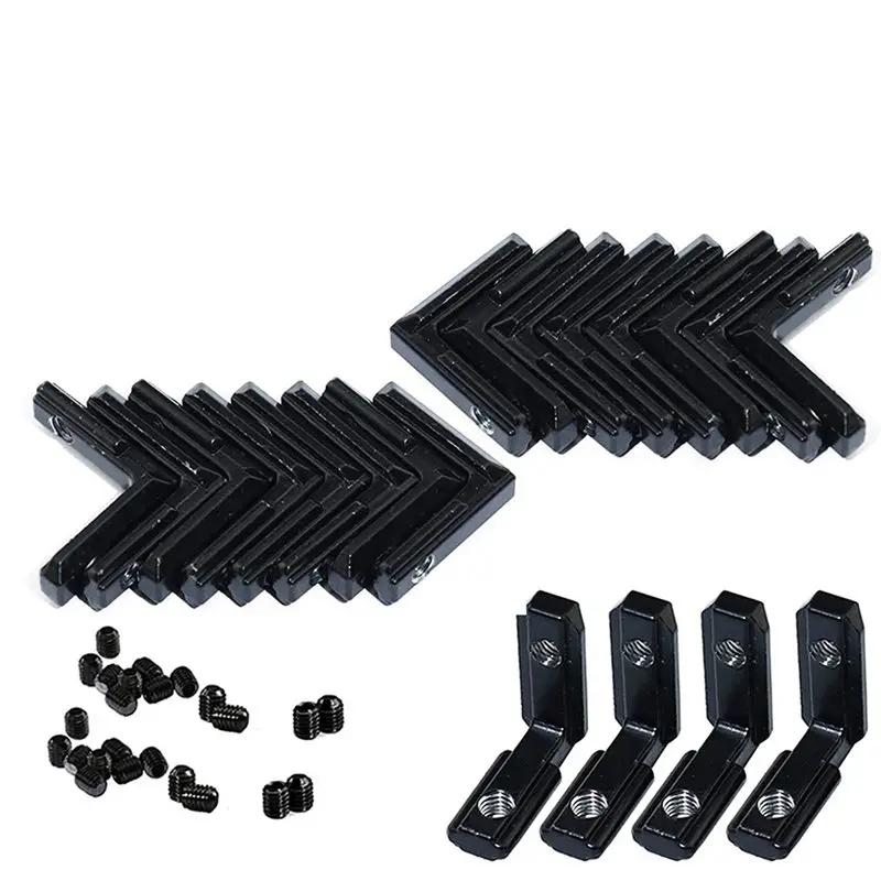PERFECT MODERN 40Pcs 20S L Shape Black Inner Corner Connector Joint Bracket With Screws For 2020 Aluminum Profile With Slot 6Mm