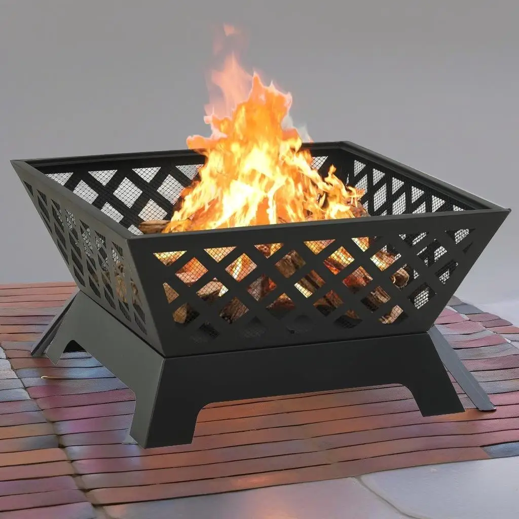 XXL 25.2 Steel Fire Pit with Poker – Durable Outdoor Heating, Perfect for BBQs & Gatherings