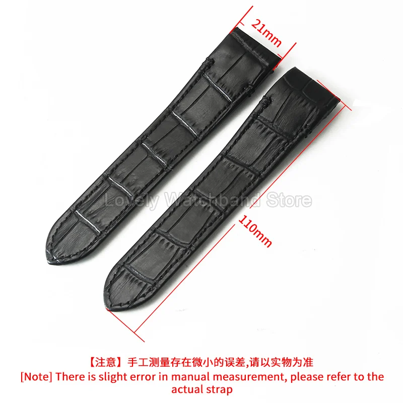 21mm for Cartier Santos Watch Band Fine Texture Anti Sweat Lining Compact Folding Clasp Flexible Comfortable Watch Accessories