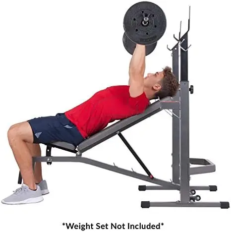 Weight Bench with Squat Rack Included, Two Piece Set, Workout Bench, Versatile Strength Training Equipment for Home Gym, PRO3900