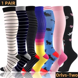 23 Styles Compression Socks 30 Mmhg Heart Star Stripe Socks New Unisex Golfs Tube Thigh Men Outdoor Long Pressure Stockings