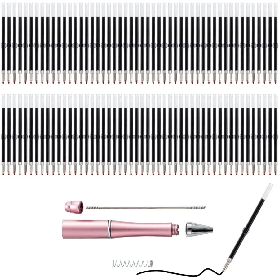 

100 Pieces Plastic Beadable Pen Refills 2.44 inch 6.2 cm Black Ink Smooth Writing Pen Refills for Bead Pens DIY PPL Gift Pack o