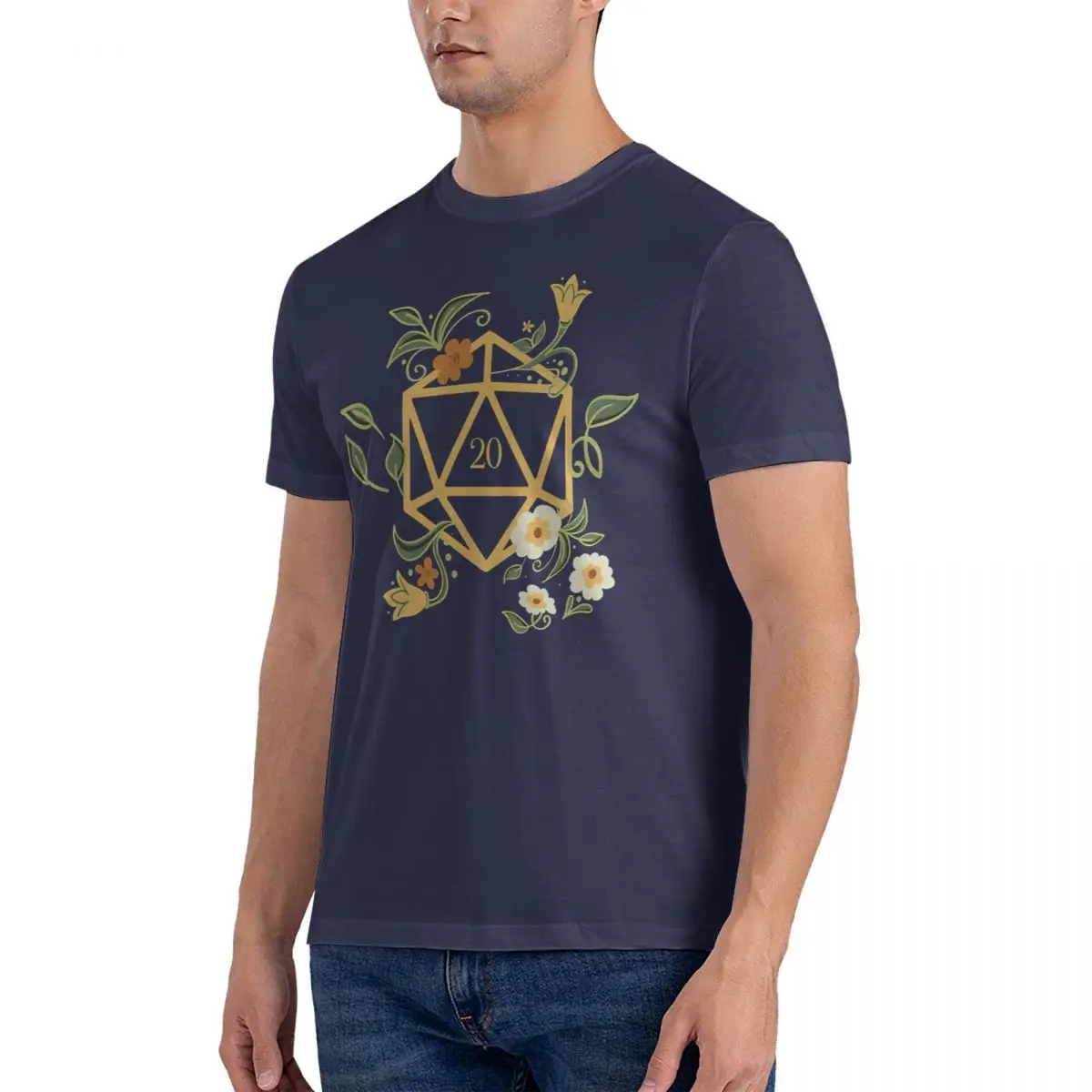 Plant Lovers Polyhedral D20 Dice Tabletop RPG Pullover Sweatshirt T Shirts Men Pure T-Shirt Crew Neck Dungeons Tee Shirt Short