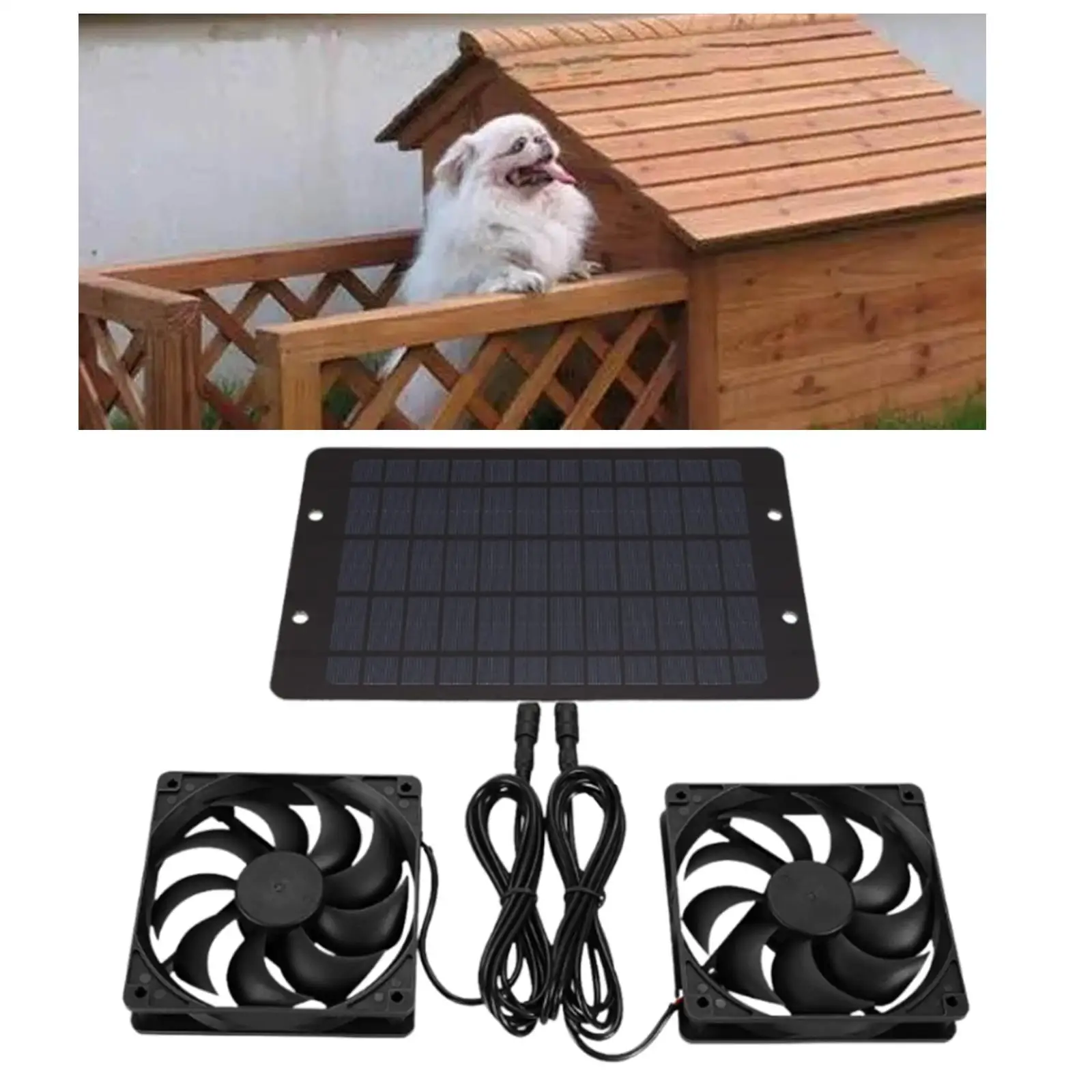 Solar Panel Exhaust Fan with Two Fans High Speed Intake Cooling Ventilation for Tree Houses Shed Pet House Outside Greenhouse