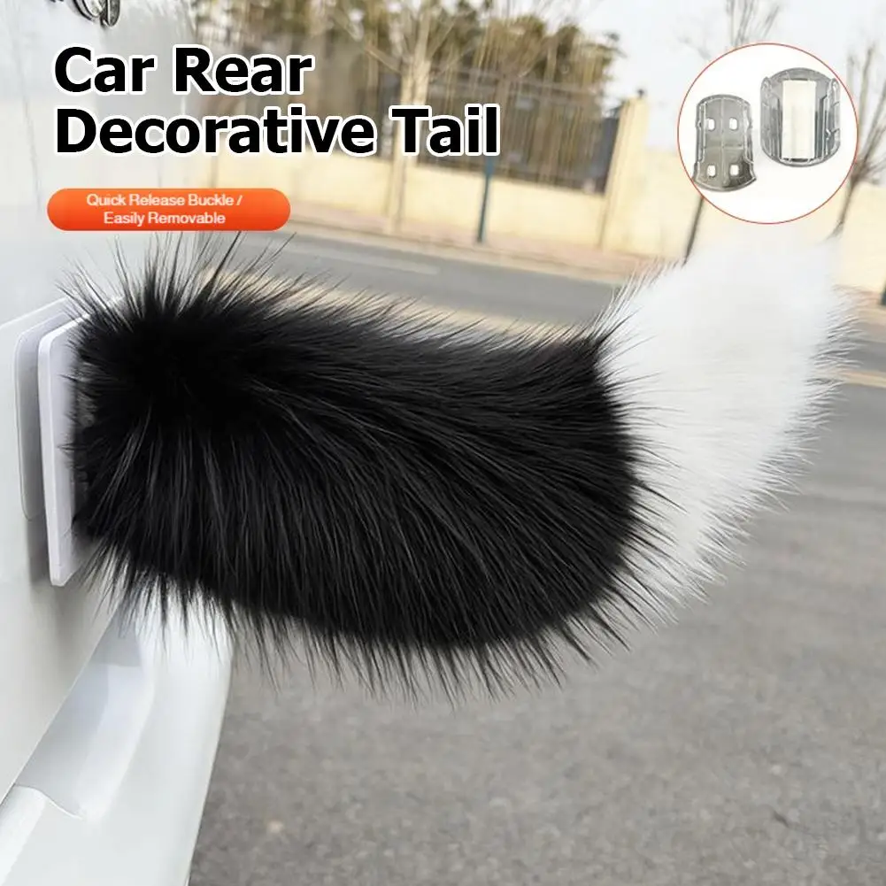 Künstlicher Fell-Schwanz als Auto-Dekoration, Niedliches Flauschiges Heck-Stoßstangen-Ornament, Lustiges Flauschiges Tier-Schwanz-Accessoire für Auto, LKW und Roller – Detail 16