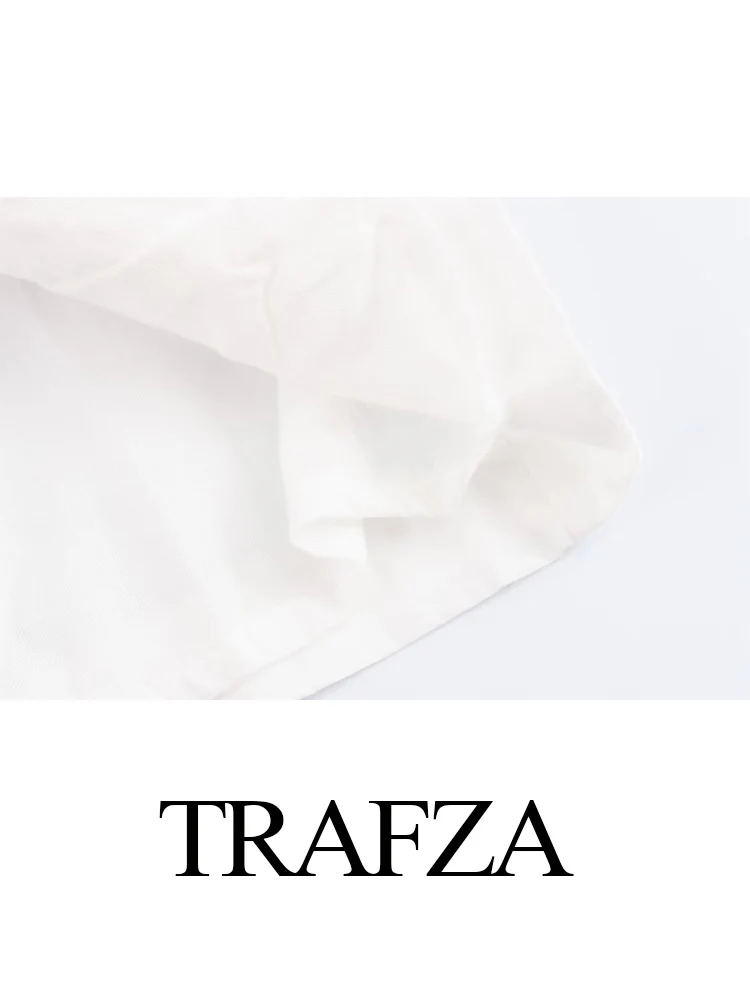 TRAFZA-Vestido sem encosto feminino em bandeau, adornado em camadas, popeline bordado, vestido chique feminino, nova moda