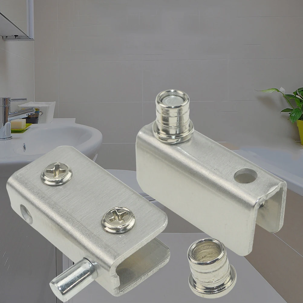 

2pcs Glass Door Hinges Stainless Steel Brushed Surface Moisture Proof Corrosion Resistant Wine Cabinet Hinges Revolving Shaft