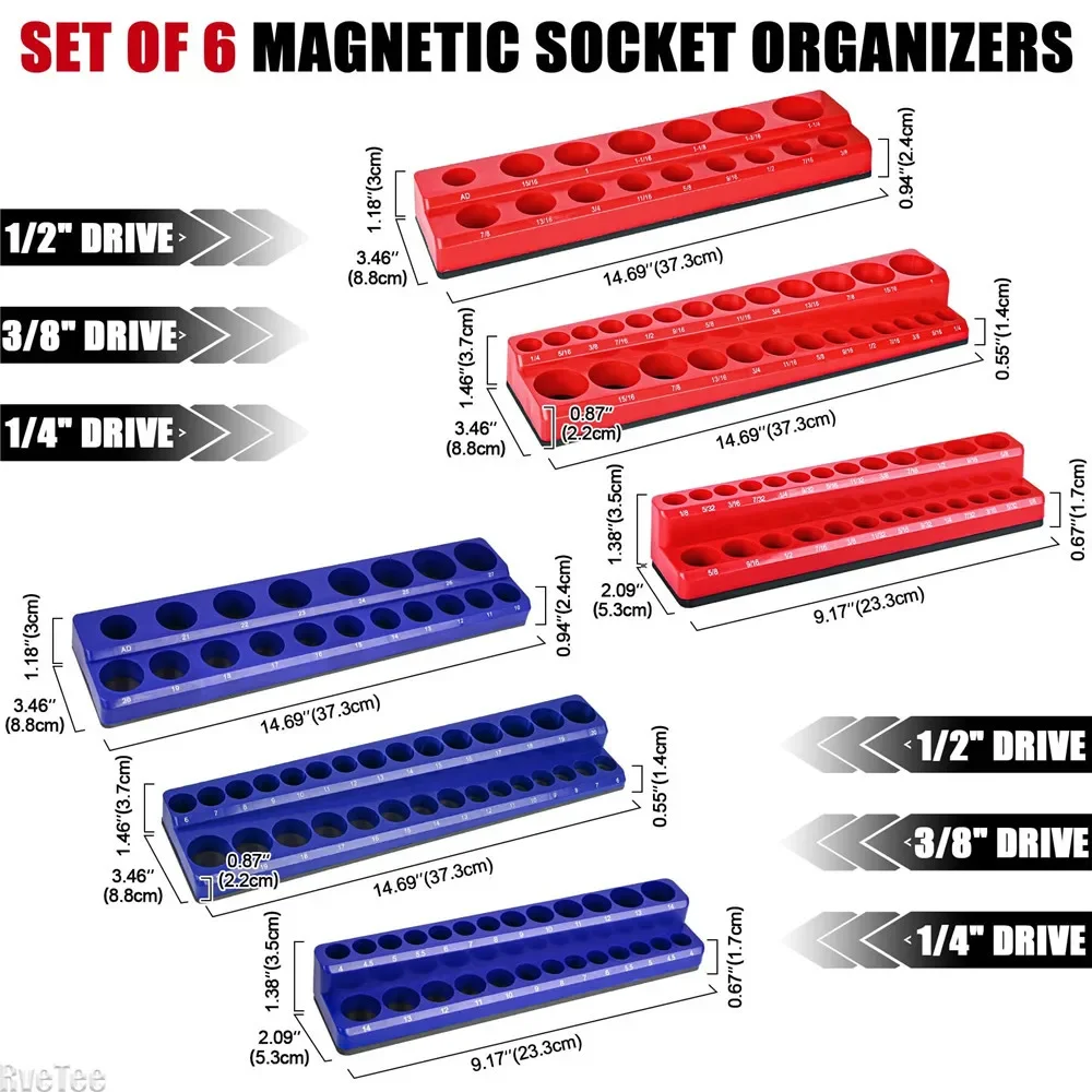 Metric Magnetic Socket Organizer Holder Bit Holder Power Tools Accessorie 1/4