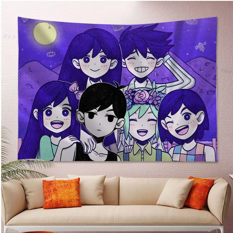 Omori Tapestry Art Cute Tarot Hippie Wall Hanging Dorm Home Decor Teenager Aesthetic Room Decor Tapestry Girl Kawaii Room Decor