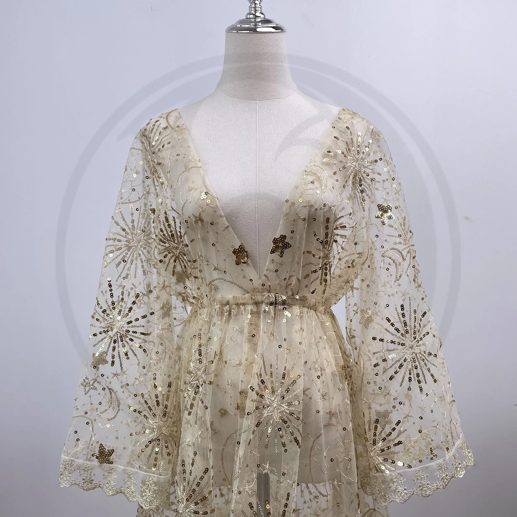 Dress for Pregnant Women Photography Sequin Maternity Robe Photo Shoot Embroidery Moon Star Evening Party Sparkle Prom Couture