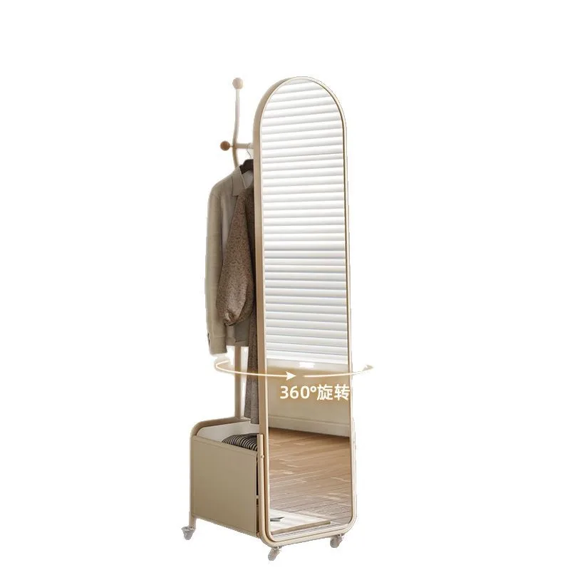 

floor-to-ceiling mirror household bedroom rotating full-length hanging clothes and hat rack integrated movable