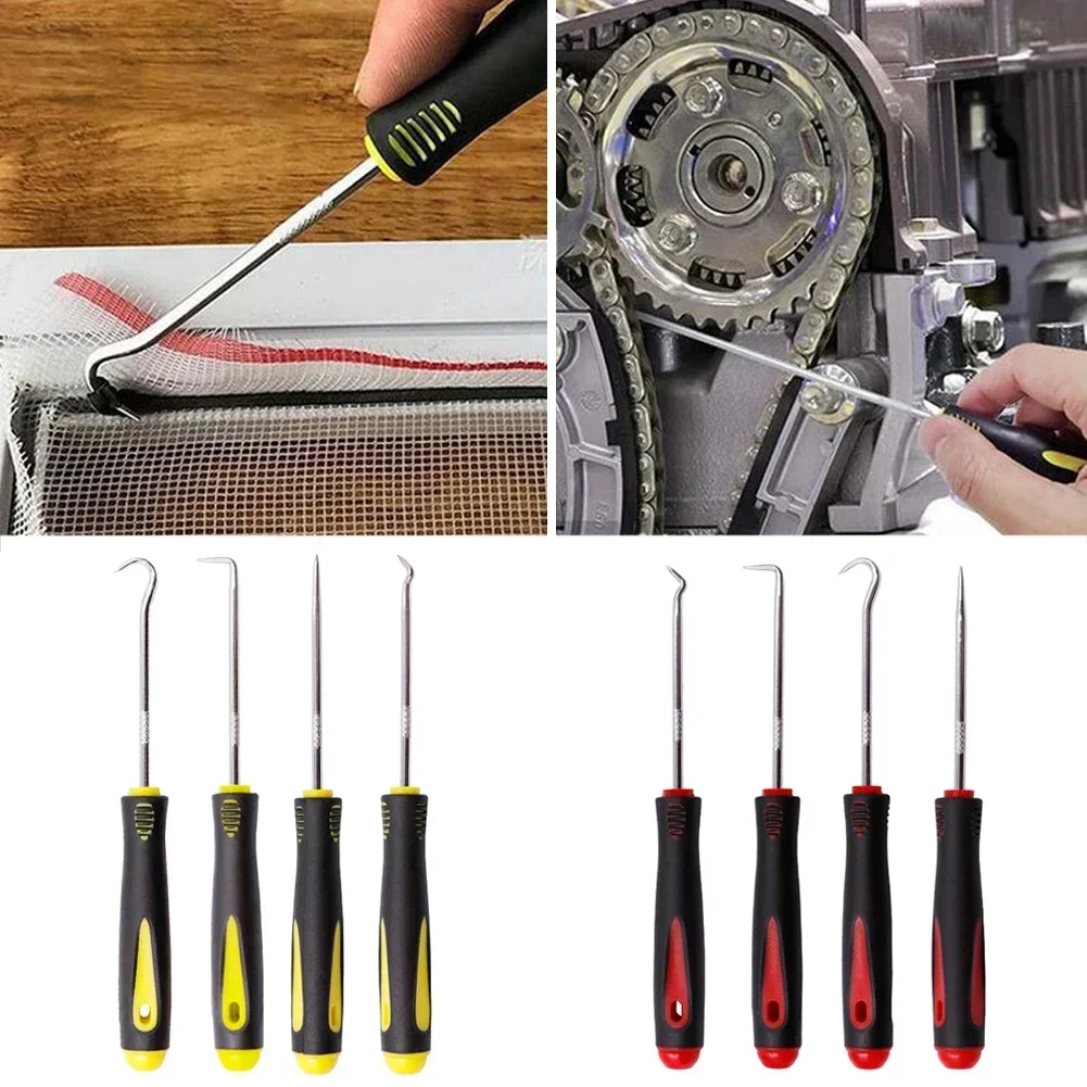 4Pcs Professional Set Oil Seal Remover Tool Kit with Screwdriver, Pick, Hook - Durable O-Ring Gasket Puller for Car, Truck