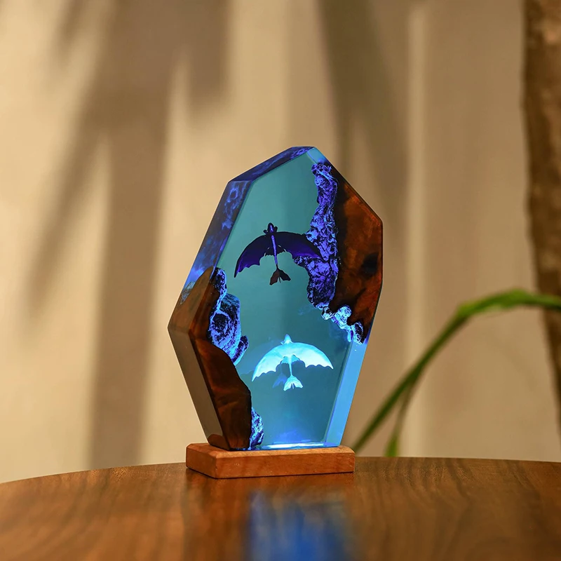 Dragon Organism Resin Table Light Creactive Art Decoration Lamp Cartoon Figure Theme 7 Colors Night Light  USB Charge