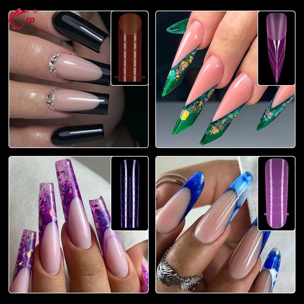 TP 292pcs/box Nail Dual Form Set Colorful Acrylic Extension Nails Forms False Nail Tips Poly Nail Gel Mold Full Cover Top Forms