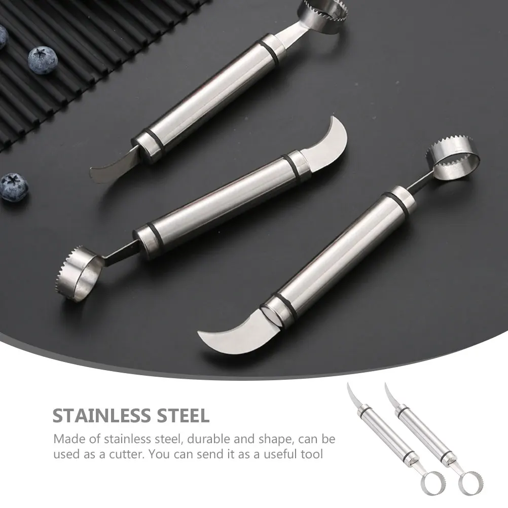 

2Pcs Stainless Steel Pomegranate Opener Dual Head Fruit Cutter Kitchen Gadget for Easy Peeling and Seed Extraction