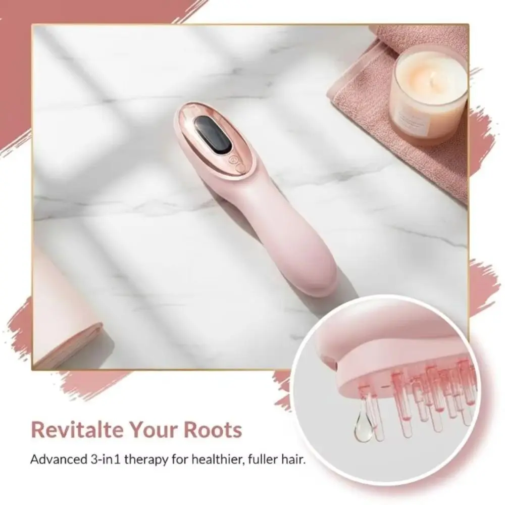High Frequency Vibration Hair Growth Massage Comb Hair Oil Dispenser 3 Modes Red Light Comb Electric Design Scalp Massager
