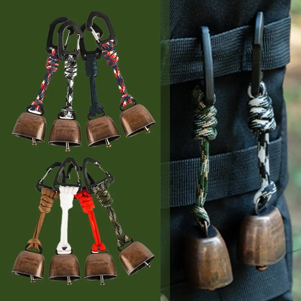 Campana de oso para senderismo al aire libre, campana antipérdida para mascotas, campana para perro con correa tejida, fabricante de ruido para supervivencia, senderismo y ciclismo, 1 ud.