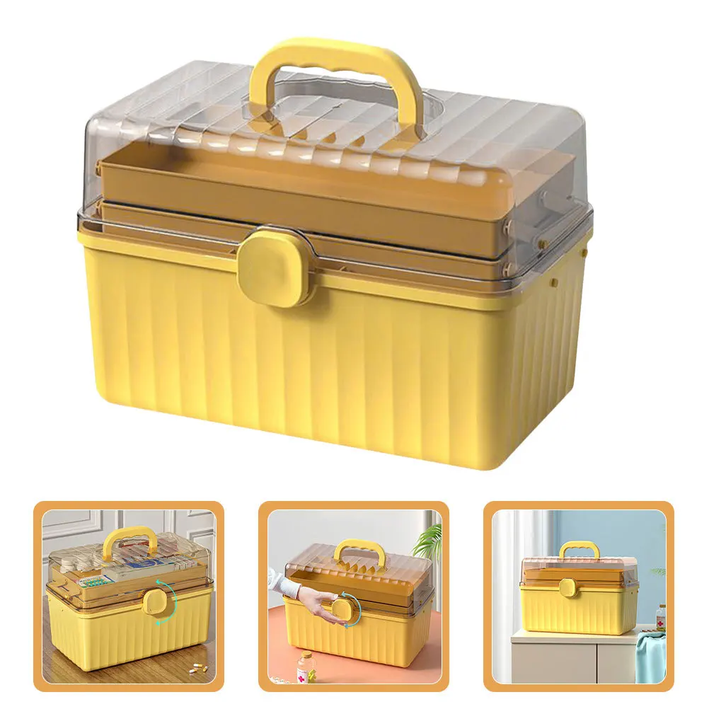 First Aid Box Empty Large Capacity Portable Medicine Case With Handle Multi-Layer Storage Organizer For Home Office Travel