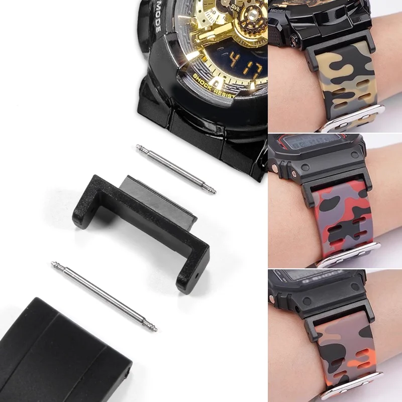 สำหรับ Casio G-SHOCK DW5600 GW-M5610 GWM5610 GA110/100/120 GA2100 GM2100 อะแดปเตอร์สแตนเลสขนาด 16 มม. สายนาฬิกาสีเงิน