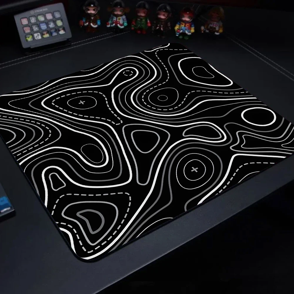 45x40CM Black White Texture Keyboard Pad Mouse Gaming Pc Accessories Rubber Mousepad Gamer Deskmat Topographic Mause Pads