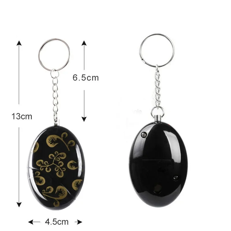 Personal Self-defense Device 120 Decibel Portable Black Printing Anti-wolf Alarm for Women and Children Safety and Anti-lost