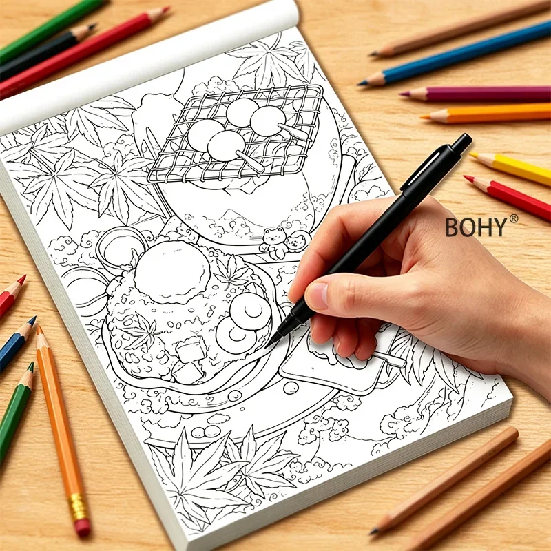 1 Adult Decompression Coloring Book, Include Rich Themes Such As Teddy Bears/food Markets/daily Necessities Total of 75 Pages