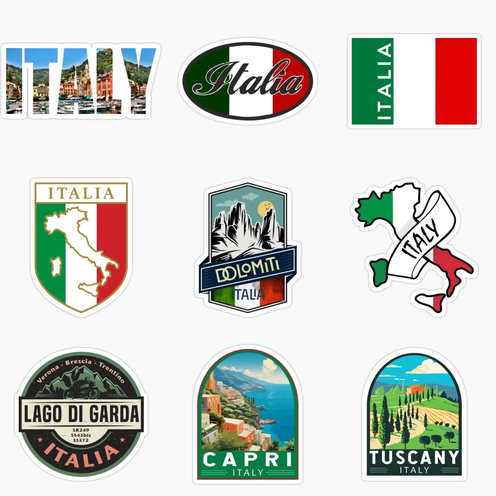 

Italy Flag Map Scenery Emblem Creative PVC Sticker for Decorate Car Truck Bicycle Helmet Fridge Window Wall Decal Accessorie
