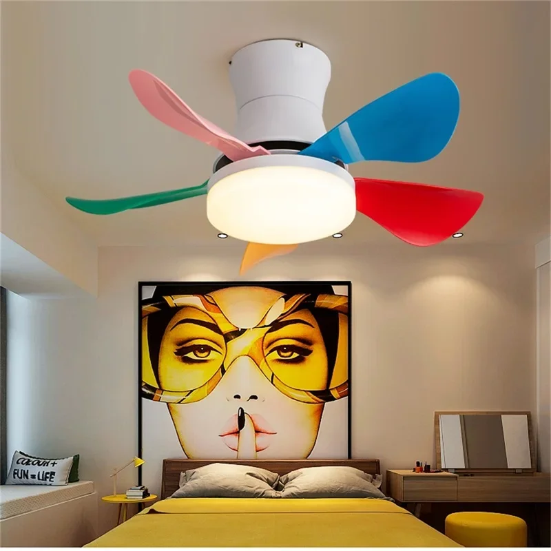 KERWIN Nordic Ceiling Fan Lamp with Remote Control LED Contemporary Lighting for Home Bed Dining Room