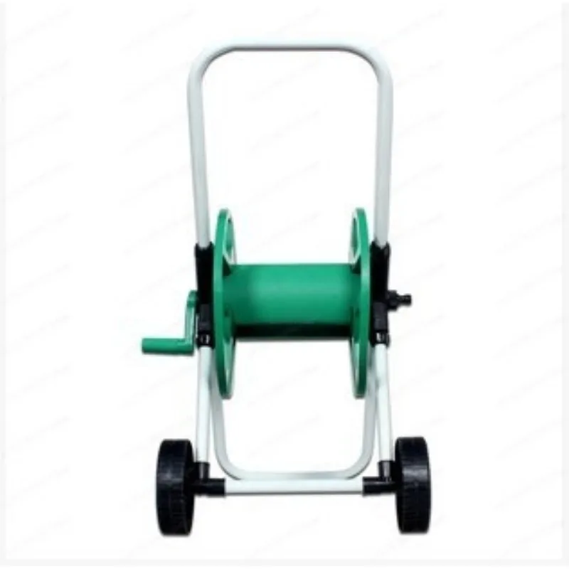 Water Hose Storage Cart Reel Cart Green PP Labor Saving with Wheels Hand Push Hose Storage Cart for Garden