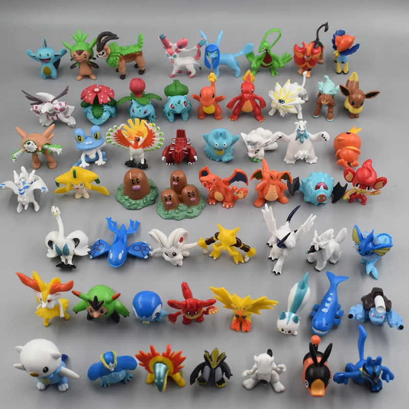 Wholesale 100Pcs/Set New Pokemon Not Repeating 2-4CM Anime Figure Pikachu Charizard Lovely Doll Model Kids Toys Birthday Gift