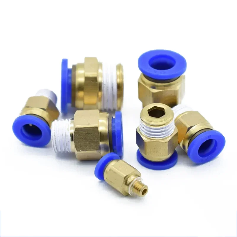 Pneumatic Air Fittings Threaded Connectors PC/PCF/PL/PLF 6/8/10 mm BSPT 1/8 3/8 1/2 1/4 Hose Fitting Male Thread Quick Coupling