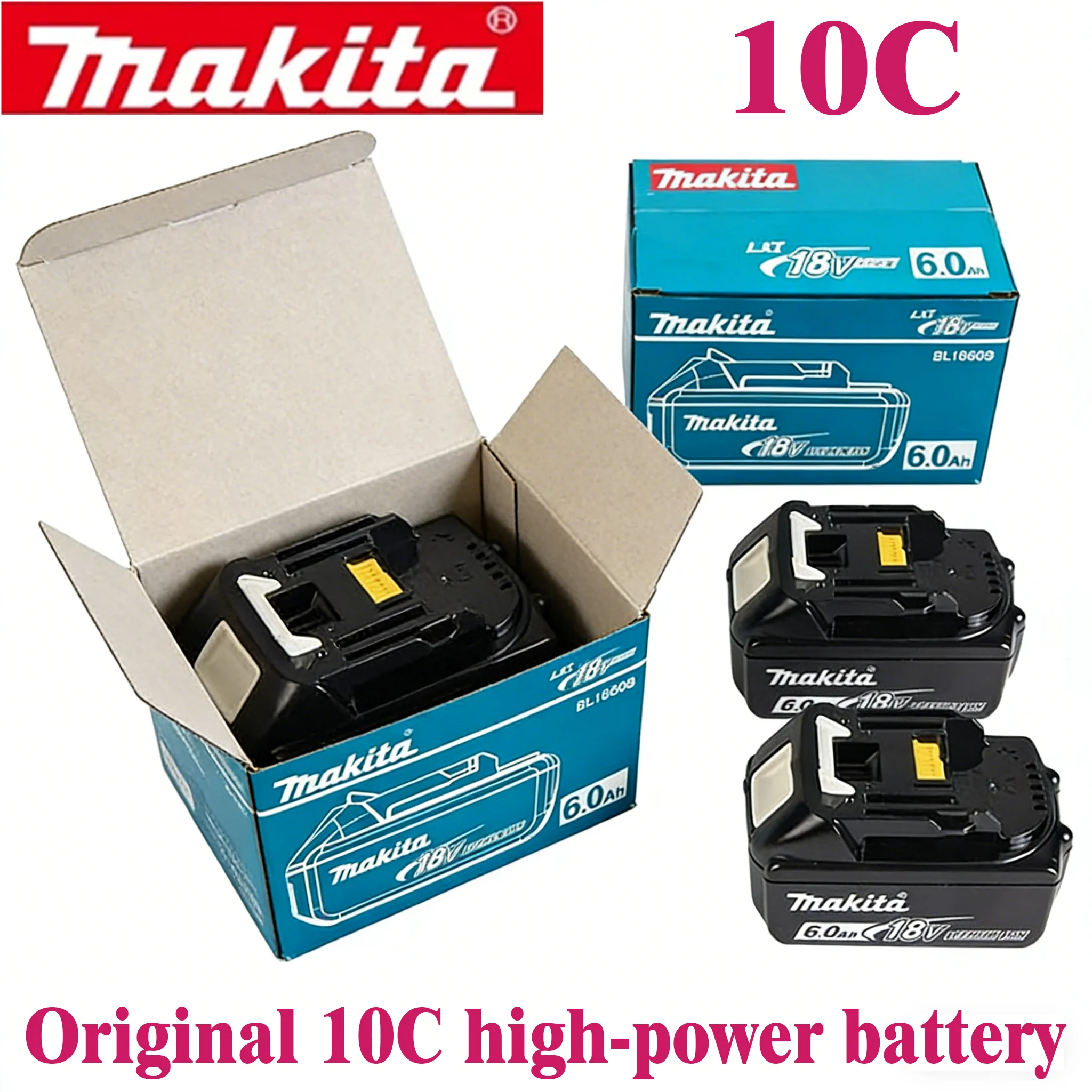 

Original genuine battery from Makita, 18V 6.0Ah 10C high-power aluminum battery, for all models of Makita 18V power tools