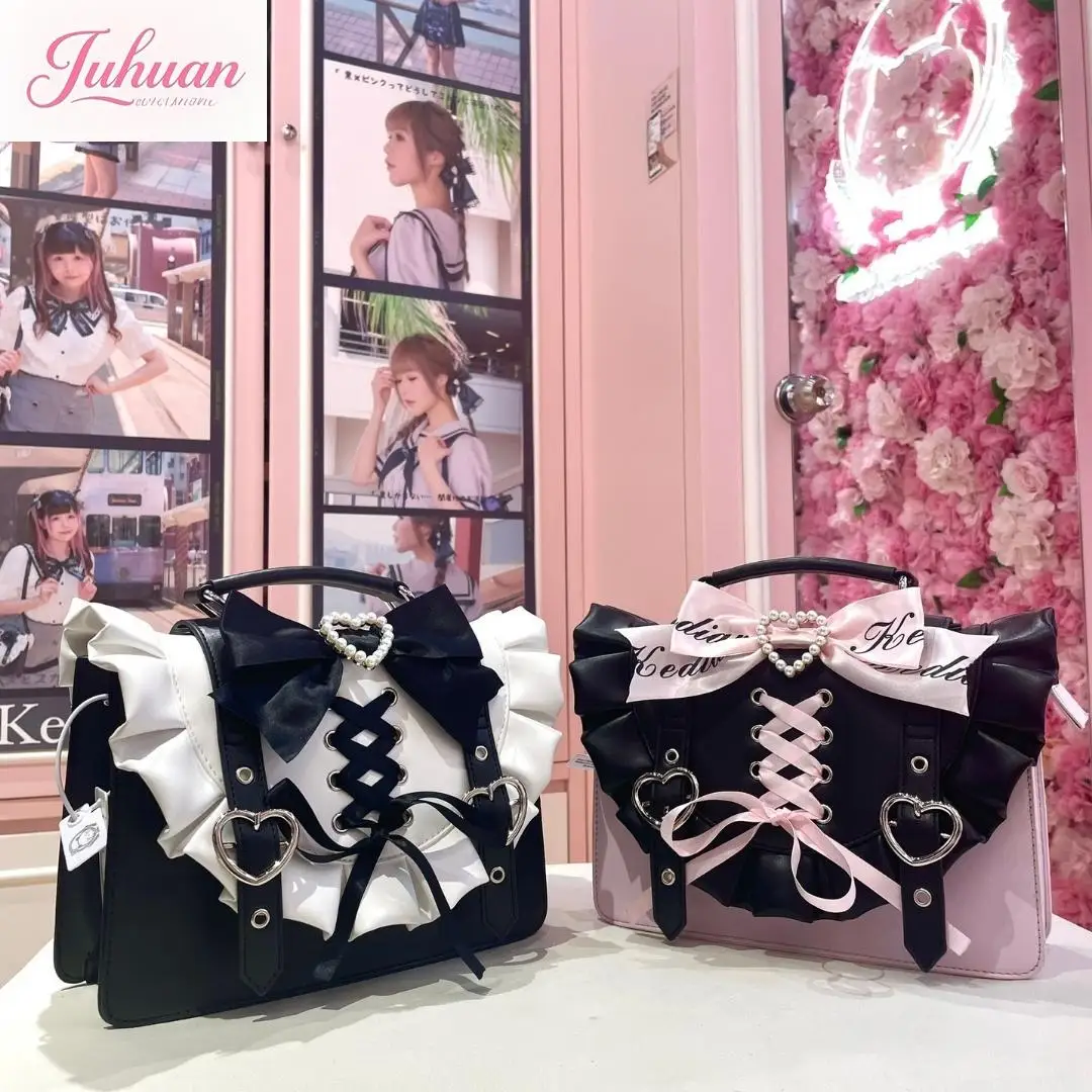 

Japanese Sweet and Cute Lolita Girl Bags Bow Love Messenger Bag Women's Mine Series Mass Production Handbag Daily Commuting Out