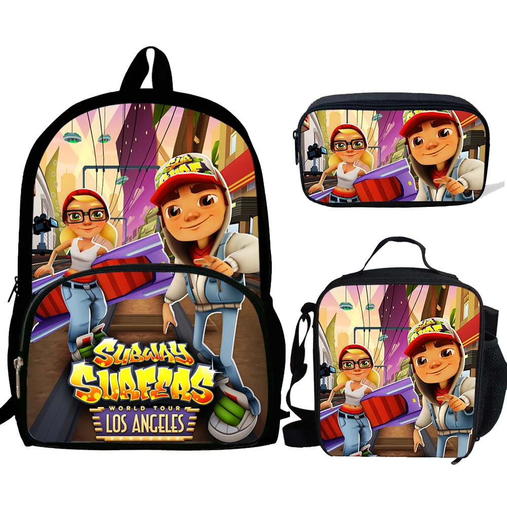 

3Pcs/set Backpack for Boys Girls Game Subway Surfers Print School Backpack Teenager Student Rucksack Shoulder Bag Pencil Bags