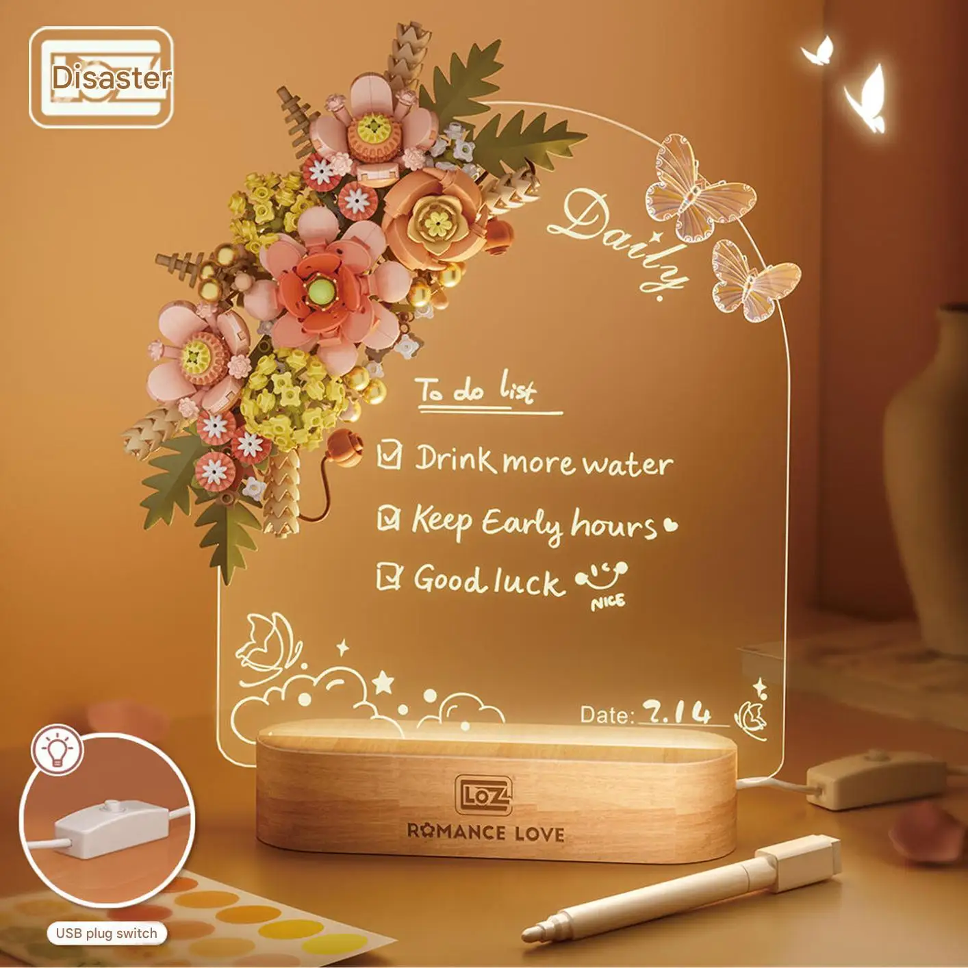 

loz blocks flowers mini blocks Acrylic message board desktop decorations assembly toys blocks bricks