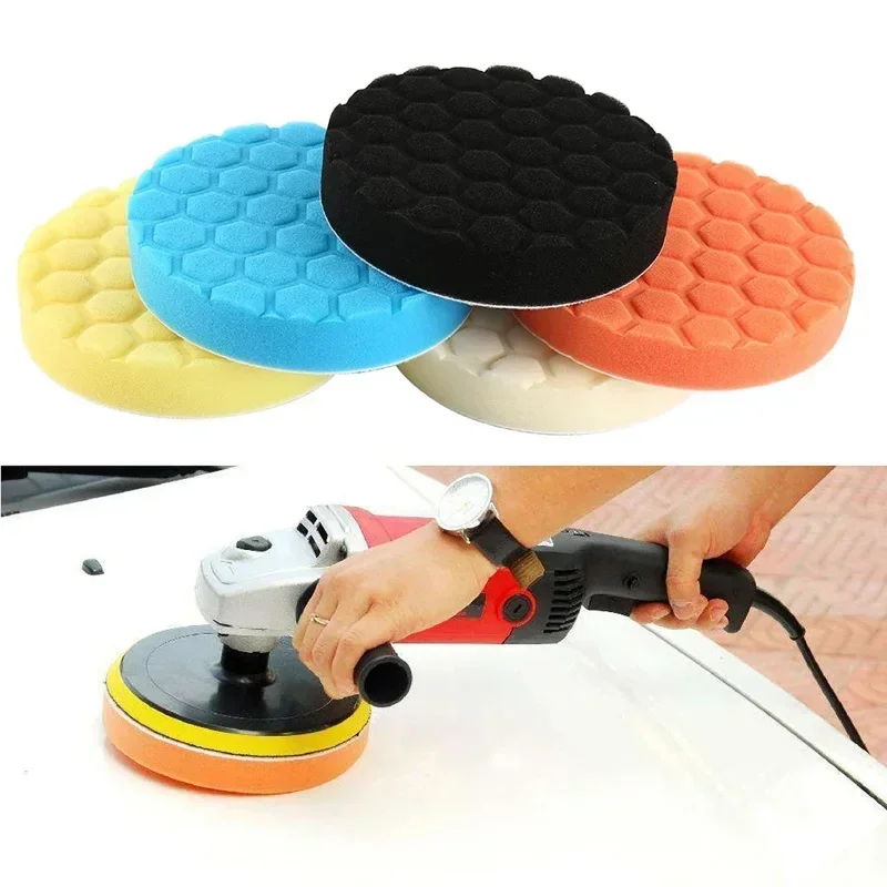 5/6/7 Inch 5pcs Car Polishing Pad Kit Auto Self-Adhesive Buffing Waxing Sponge Wheel Polishing Pad For Car Polisher Drill